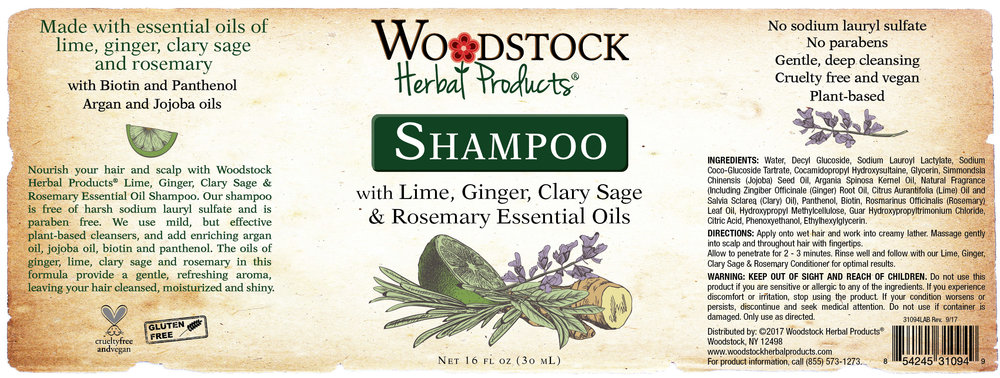 Shampoo - Lime, Ginger, Clary Sage & Rosemary Essential Oils — Woodstock  Herbal Products