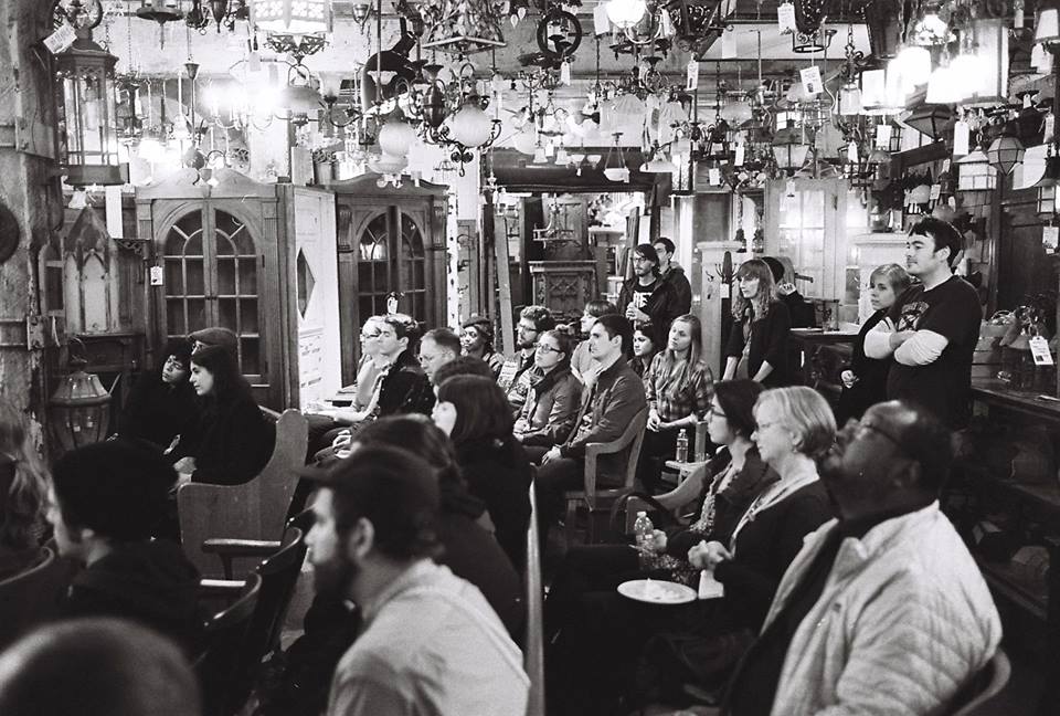  Matthew Rohrer, AWP Minneapolis 2015 Bat City reading at Architectural Antiques Photograph by Ash Ponders 