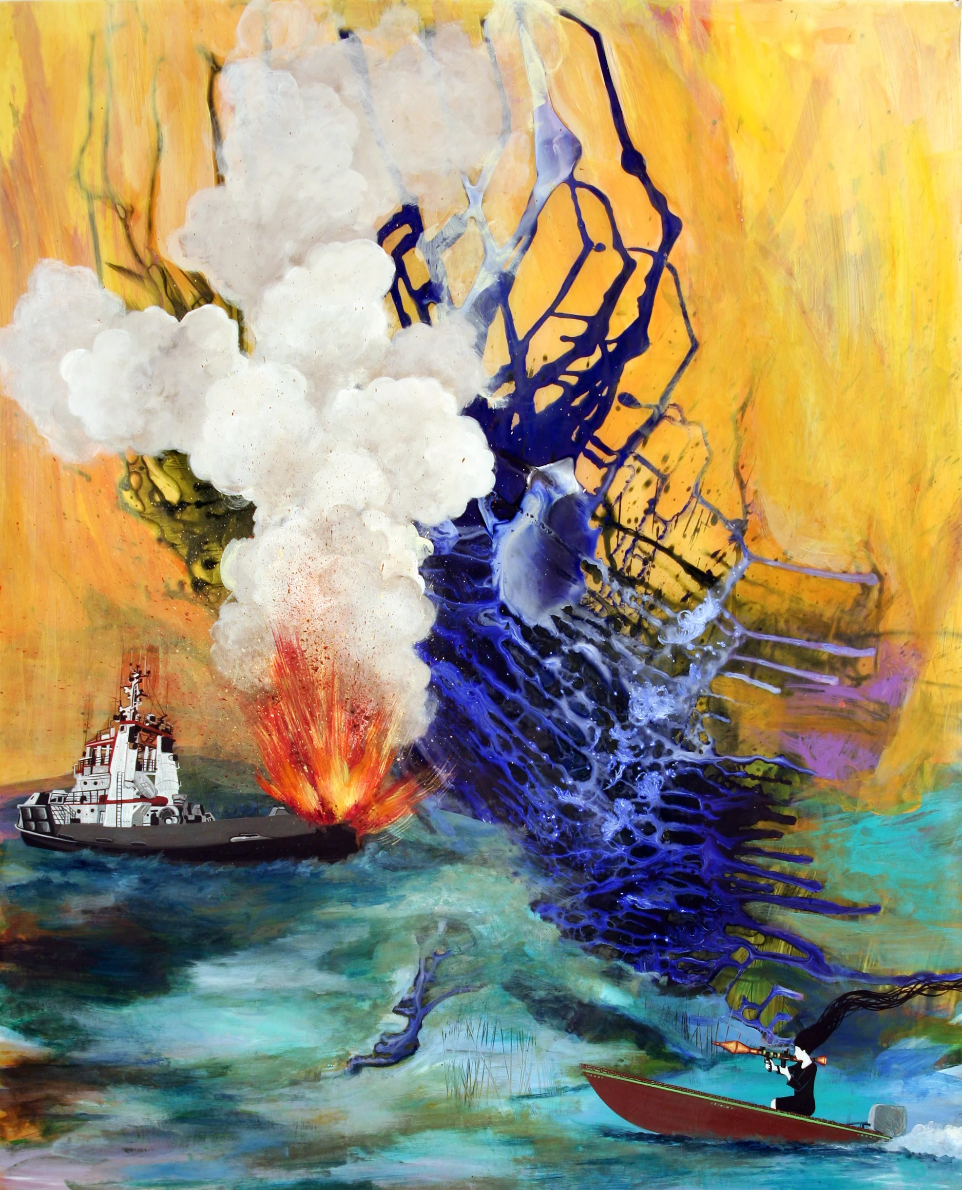 "Don’t you waste my time!" by Hedieh Ilchi Acrylic on Mylar 42”x 34” 2008