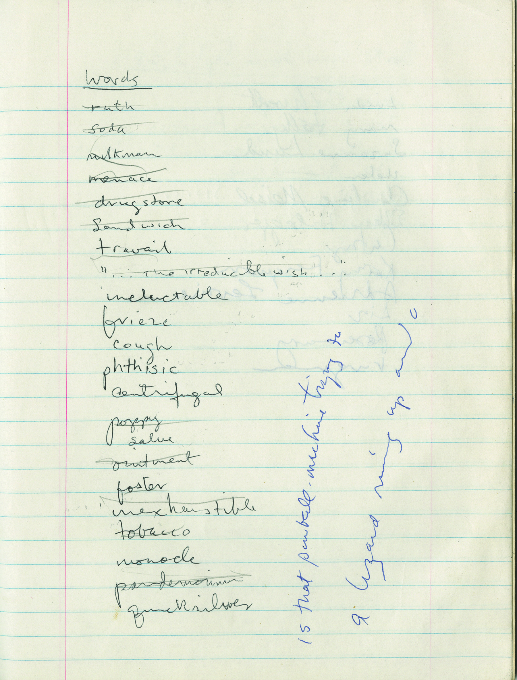 List from Tate's notebooks (Courtesy of the Harry Ransom Center)