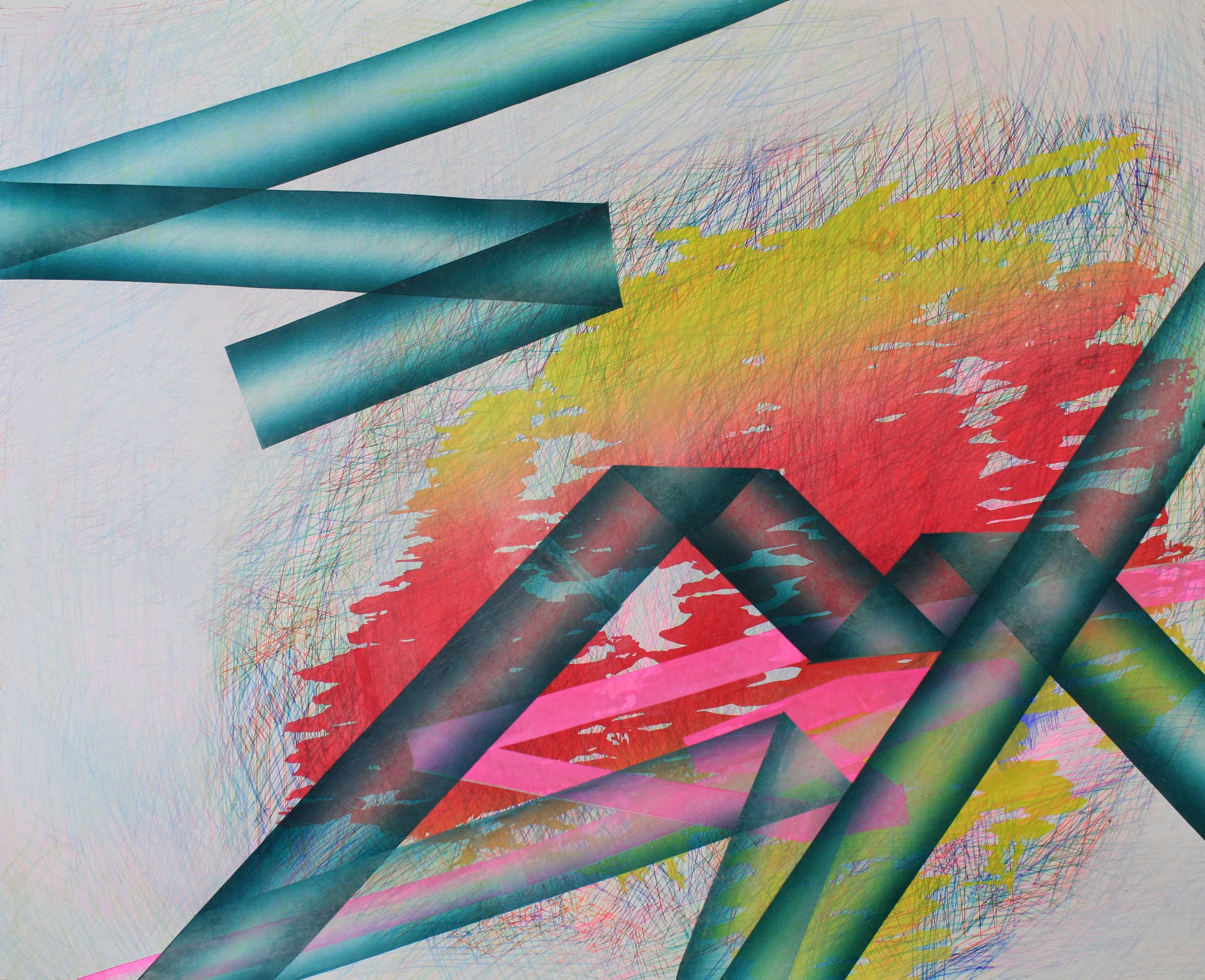Mechanical Pencil with Hue/Saturation/Value Jitter and Fiery Neon Flash