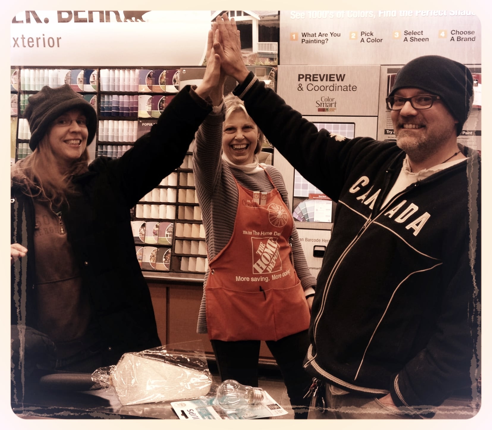 Our favorite high vibe Home Depot employee and friend, Cheryl, has cheerfully seen us through a few fixer uppers.
