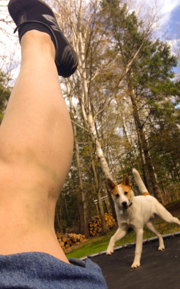 A LITTLE LEG BRUISING AIN'T GONNA STOP US FROM MOTHER'S DAY TRAMPOLINING. RIGHT, RAY?