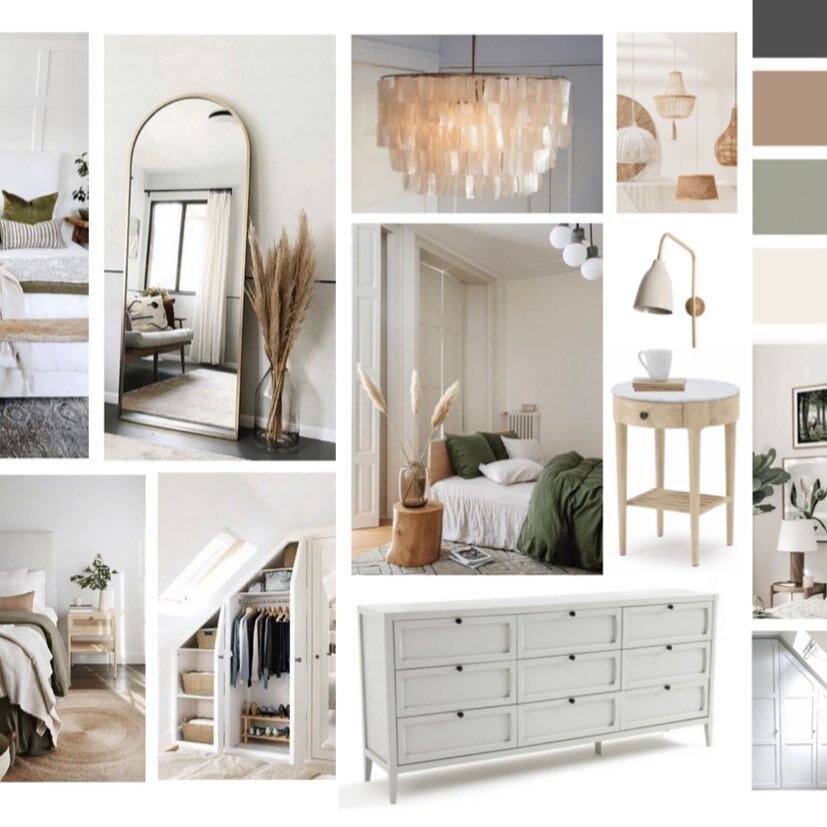 𝙵𝚛𝚎𝚜𝚑 * 𝙽𝚊𝚝𝚞𝚛𝚊𝚕 * 𝙱𝚊𝚕𝚊𝚗𝚌𝚎𝚍 🌱 🌾 

Loved working on this natural room scheme for a client&rsquo;s loft bedroom last week ~ a calming mix of forest greens, neutrals, crisp bedding, natural materials, textured throws, marble, wood, 