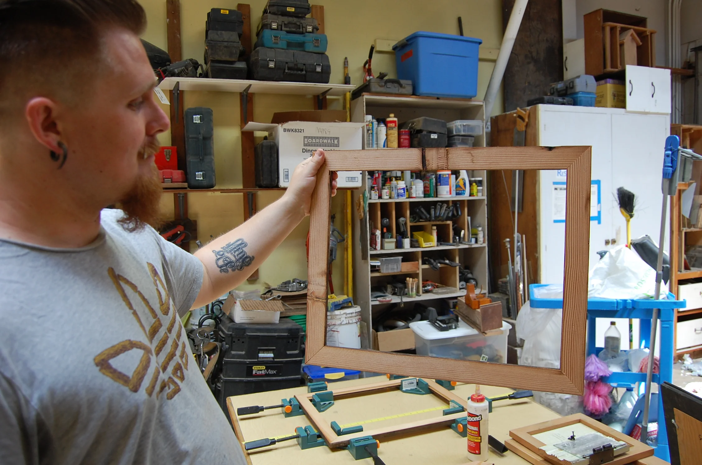 Salvaged Wood Frames Showcase Local Artists Work in Pancakes & Booze Art Show