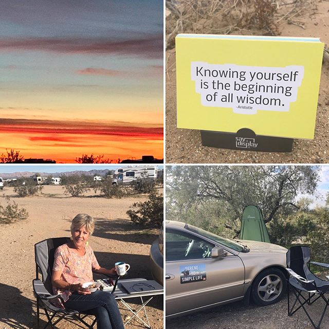 A gypsy nomad life chapter. Second leg of my earthly journey.. #desert #nomadlife #nomad #gypsysouls #gypsylife #sunset #desertsunset #serenitysedan #sereneandsimplelife #serenity #knowyourself #wisdomquotes #dailyinspiration #inspirationcards #motiv