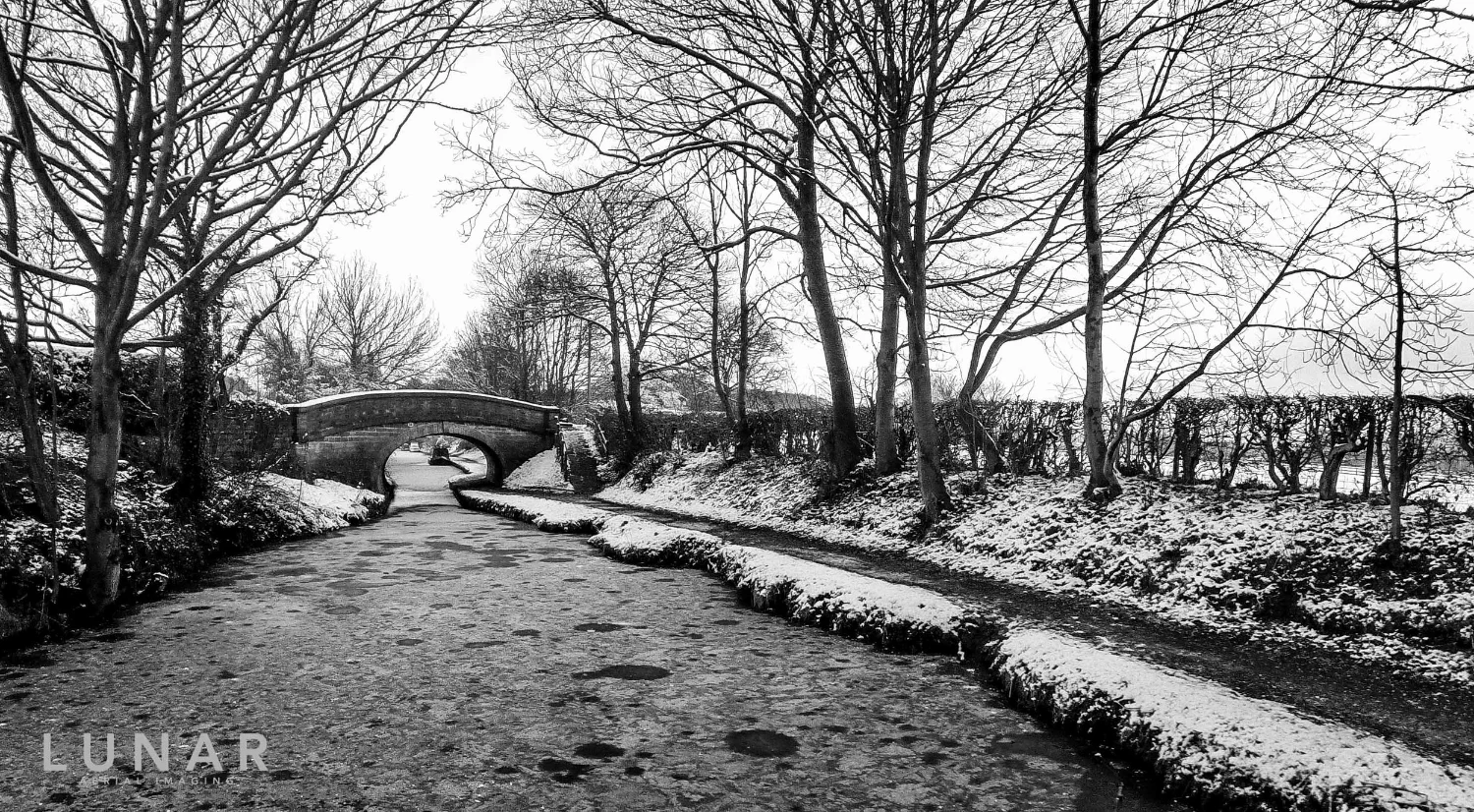Frozen Canal, Drone photograph