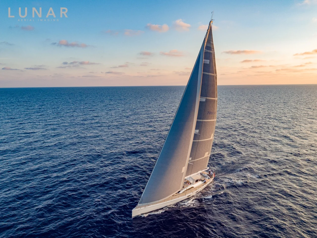 Swan sailing yacht drone photo