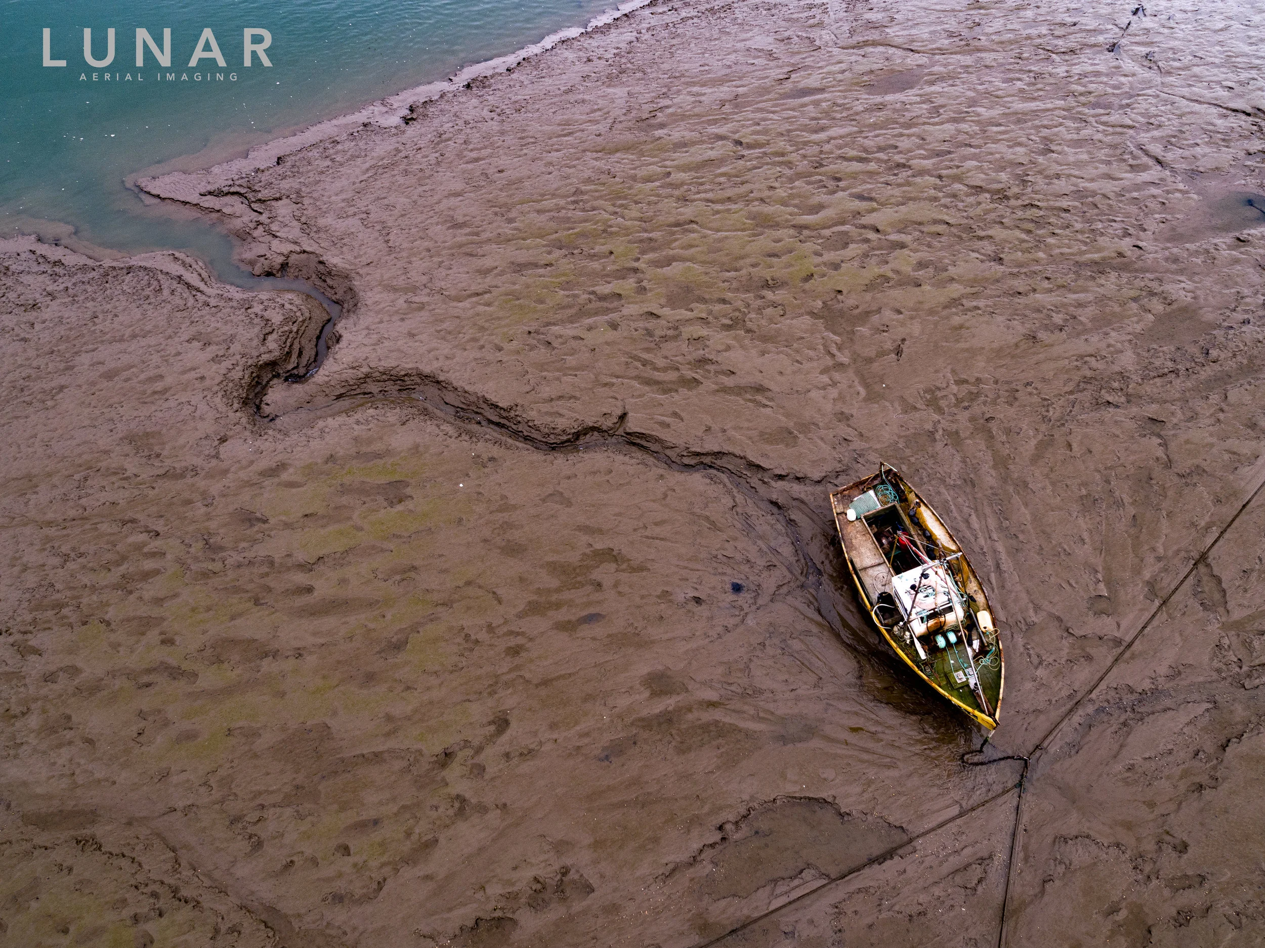 Beached boat drone footage in Morecambe