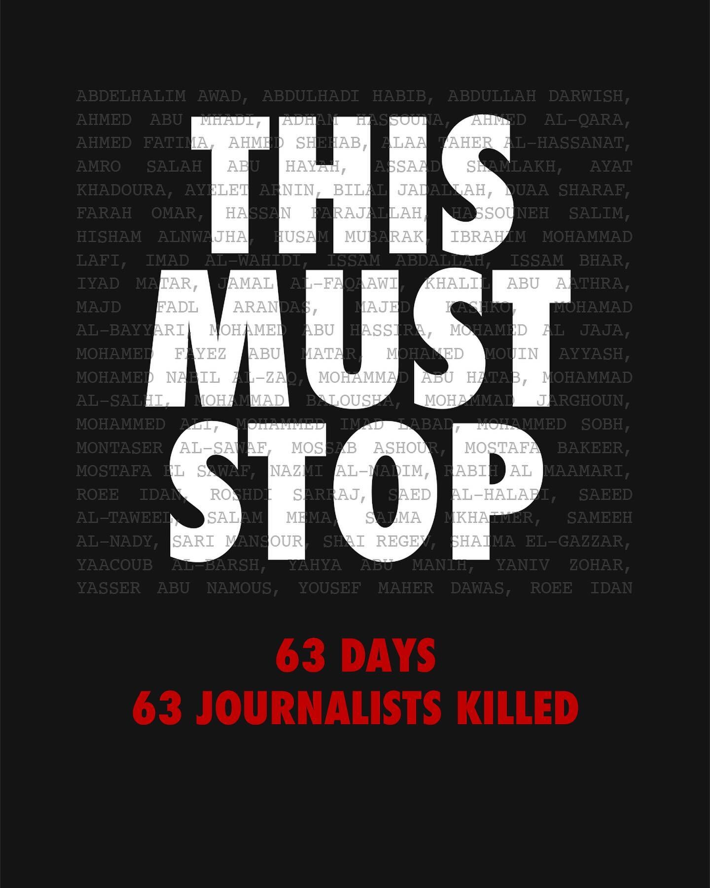 900+ journalists and media workers demand an end to the killing of journalists in gaza and the wider region. for more information on how to sign on and get involved, see the link in my bio.

#ceasefirenow #thismuststop