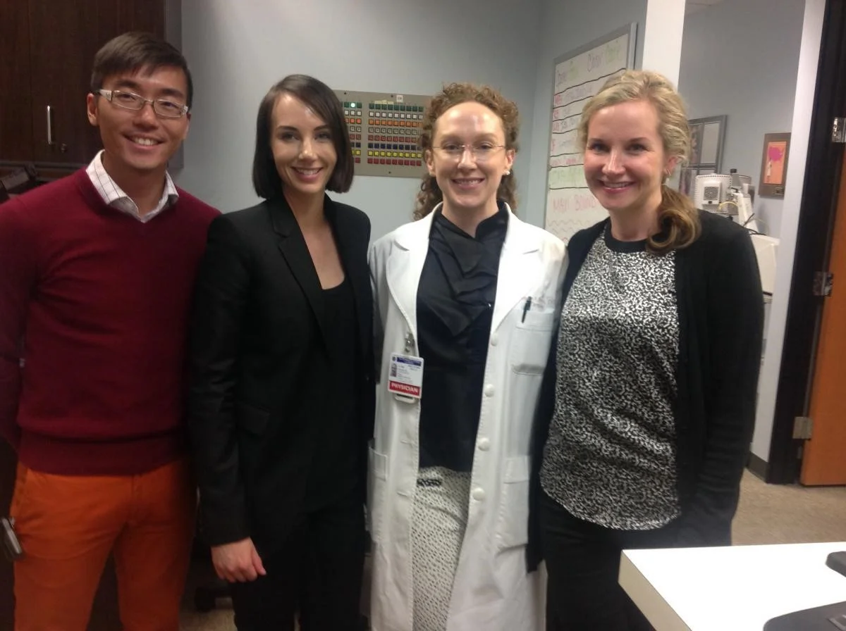 Melissa and Kristin with the research team at Cosmetic Laser Dermatology 