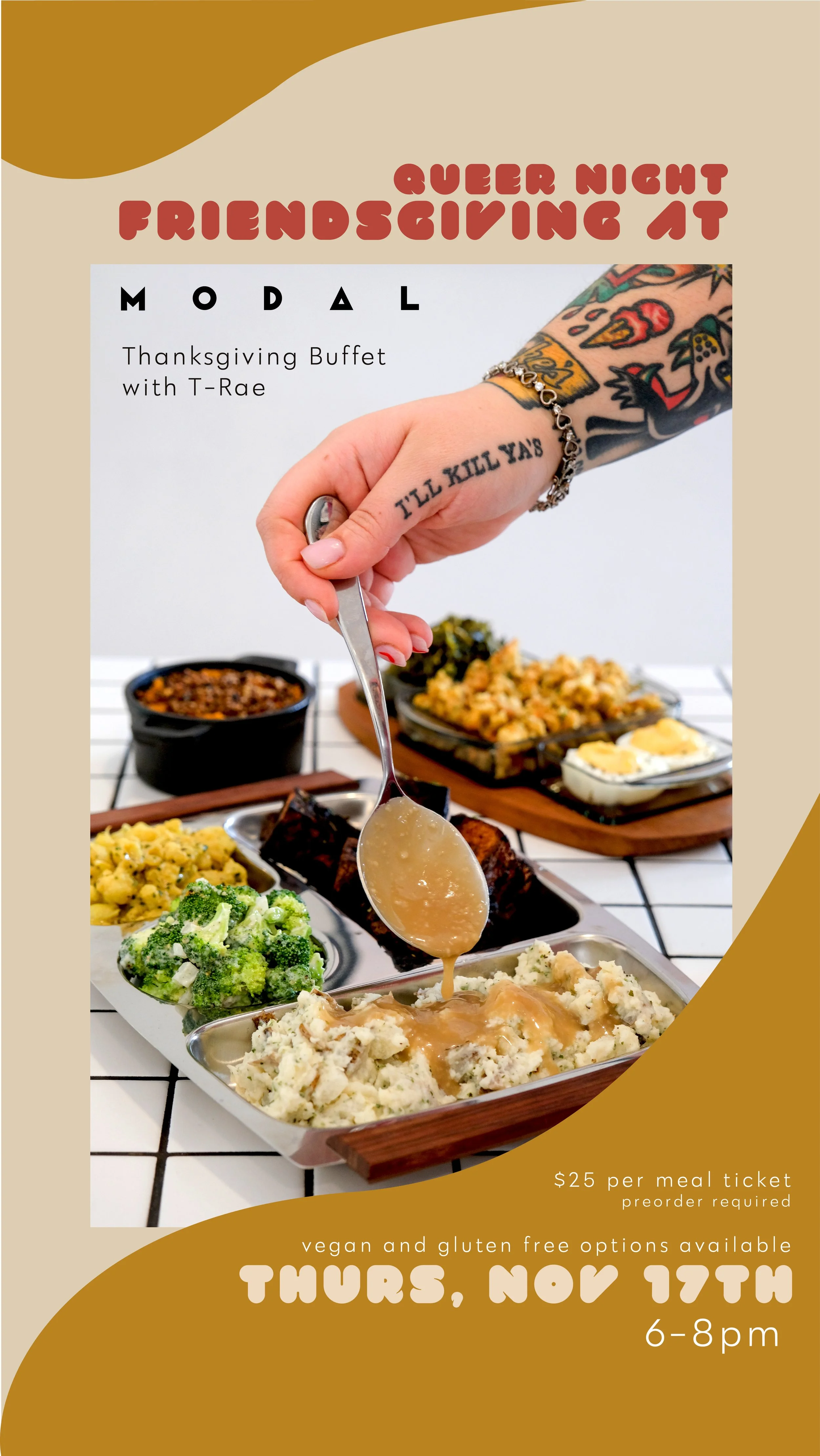 A thanksgiving menu available for dinner in Greenville, South Carolina by a local food chef.