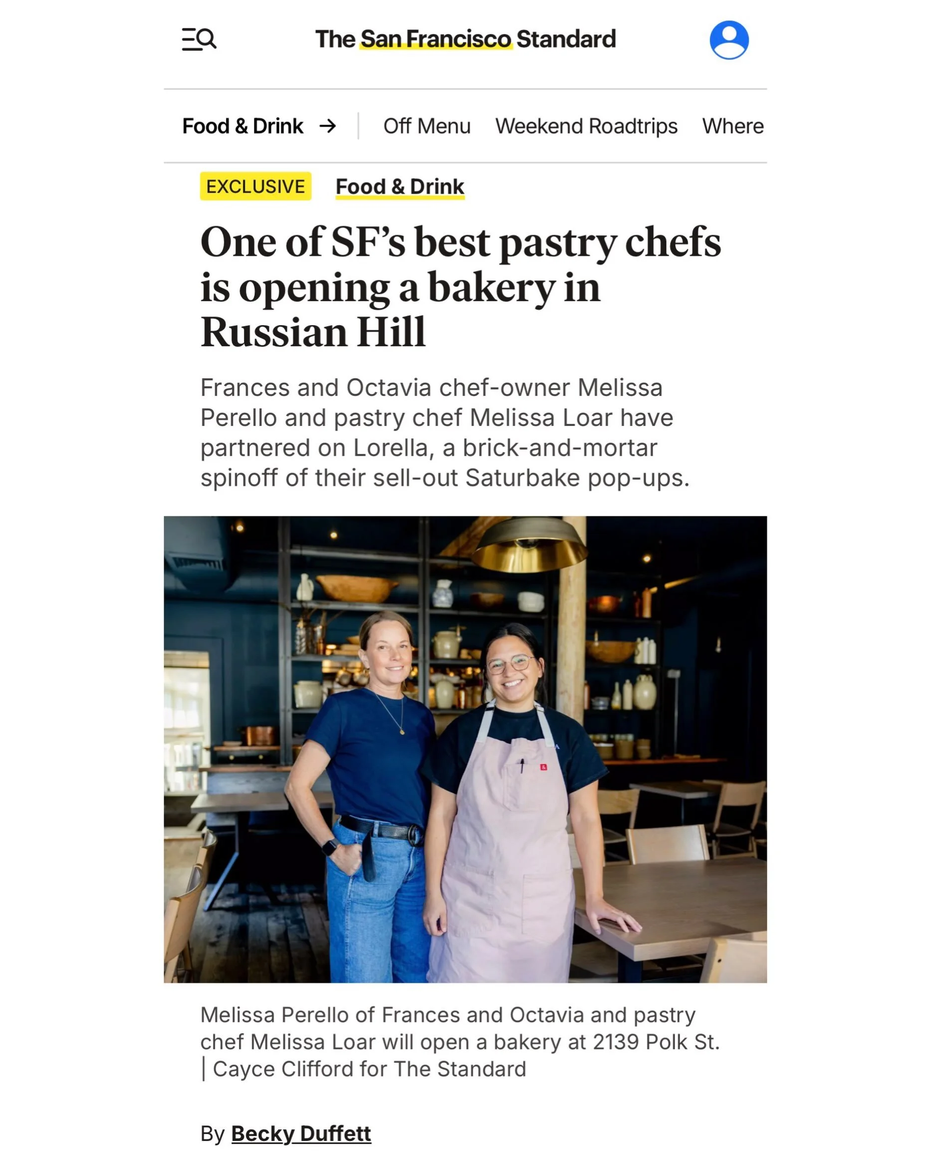 🚨Big news for SF&rsquo;s food scene! 🥐 🍩 🍞

We&rsquo;re thrilled to share that Chefs Melissa Perello and Melissa Loar have announced Lorella, a neighborhood bakery coming to Russian Hill later this year. What started as a wildly popular pop-up is