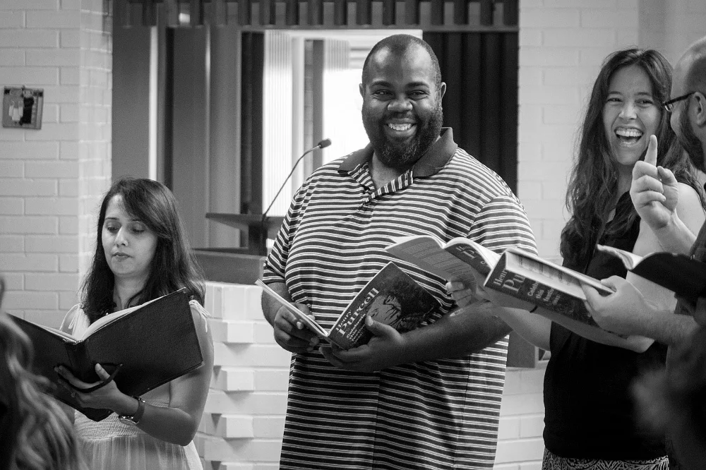 Gitanjali Mathur, Reginald Mobley, and Janelle DeStefano in rehearsal.