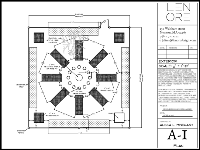 First CAD design of Community Garden. Courtesy of Lenore Design