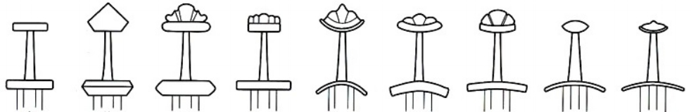 fROM LEFT TO RIGHT - CHANGES IN HILT DESIGN FROM EARLY VIKING AGE TO LATE VIKING AGE