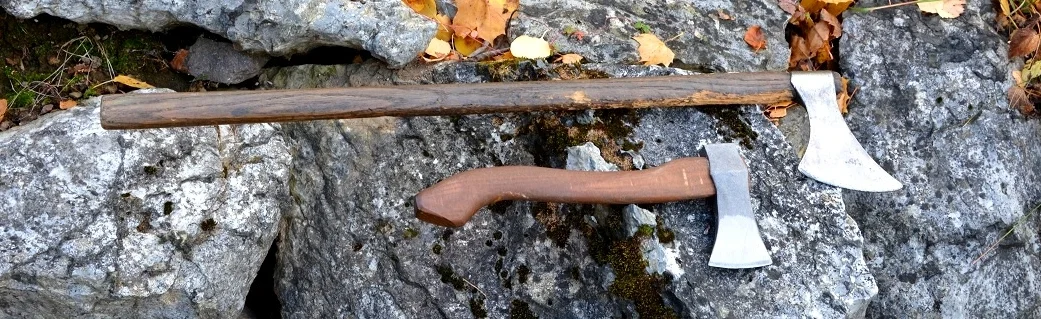 viking axe (over) and modern Norwegian camping axe (under)