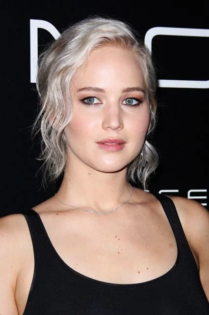 Jennifer Lawrence with her newly gray(ed) hair