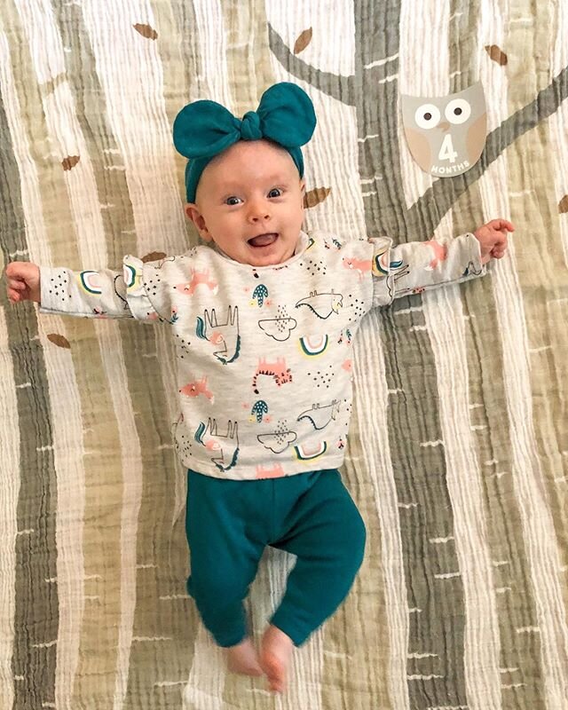 Four months with Amelia Joy! And she surely is living up to her middle name. This baby is all smiles and laughs, especially when she&rsquo;s just woken up from a nap. She loves playing with her favorite toys &ldquo;Chris Crinkle&rdquo; and &ldquo;Kri