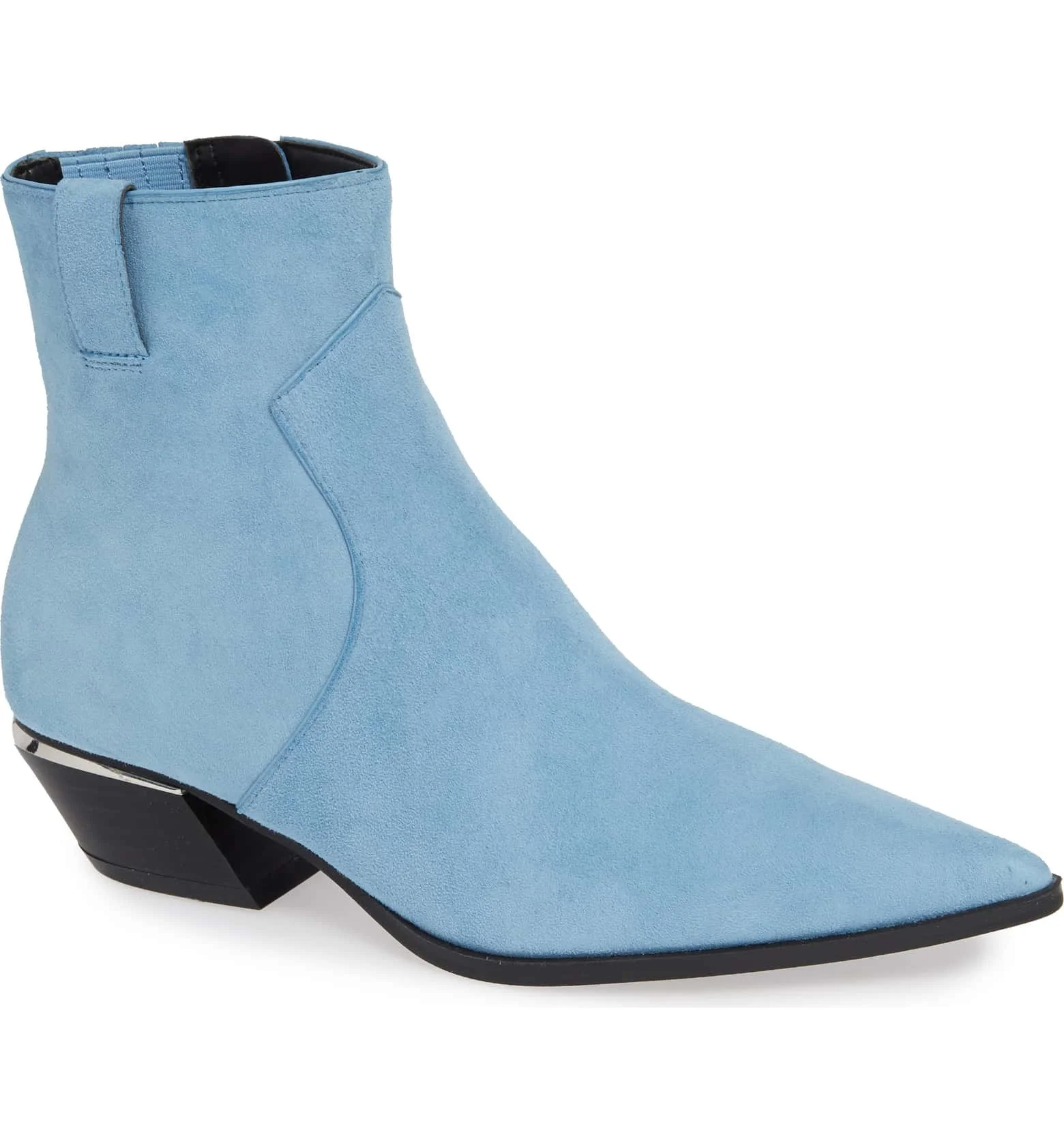 bright blue ankle boots