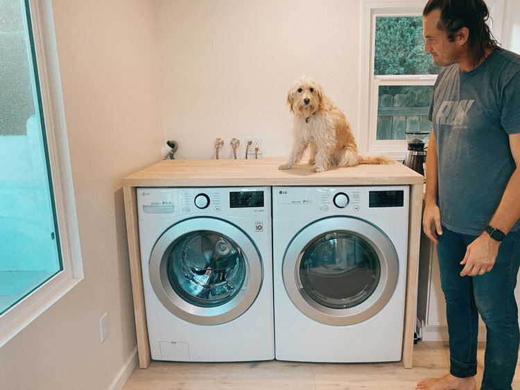 Diy Waterfall Butcher Block Washer, How To Build A Laundry Table Over Washer And Dryer
