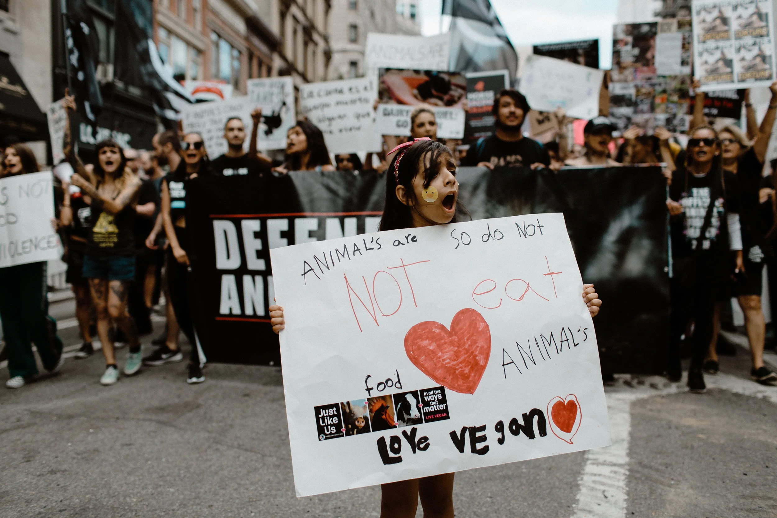 Protestors line up for the start of the march.