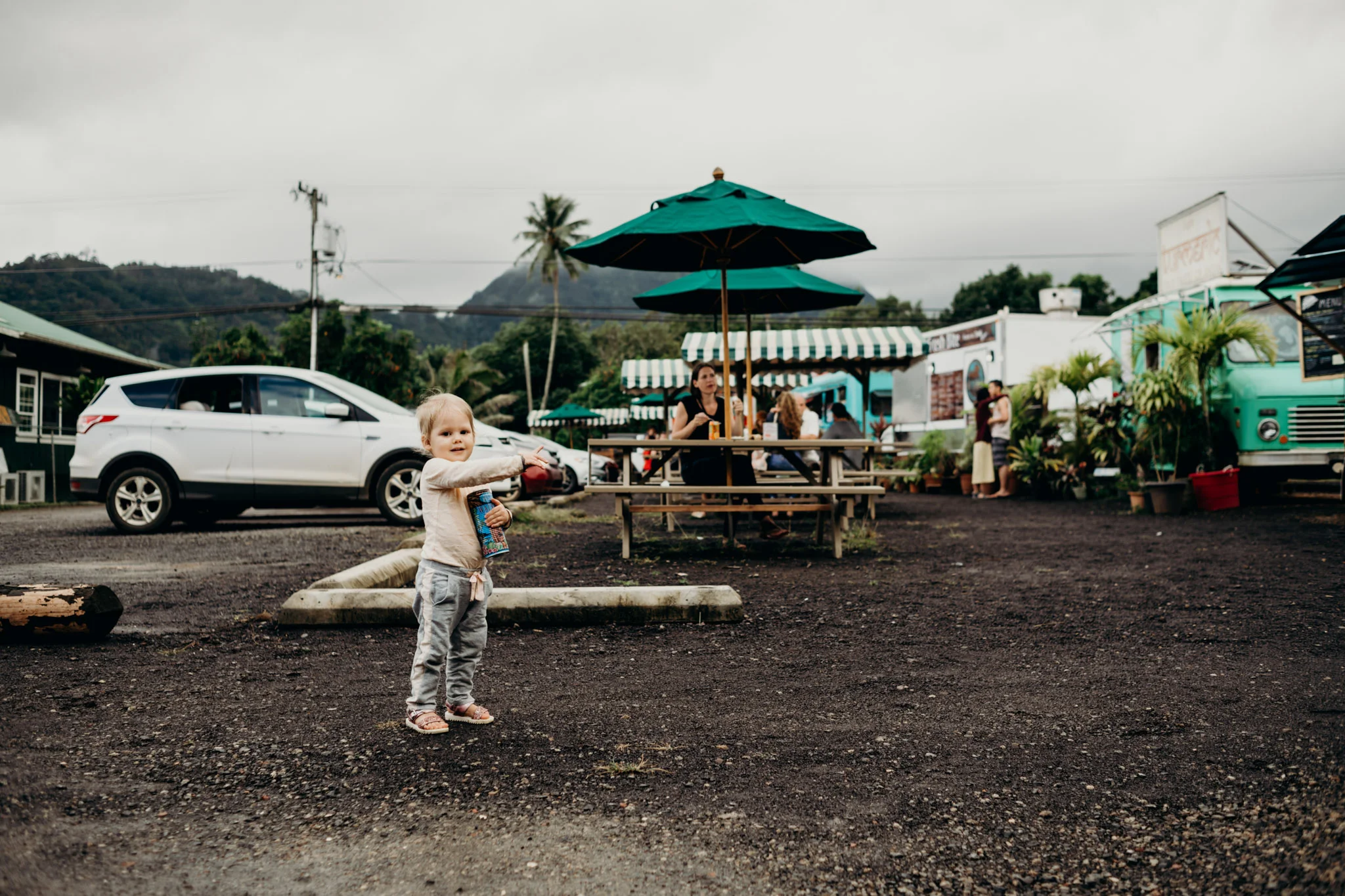 Since we have no food, we decide to eat out at the food trucks in Hanalei for our (hopefully) last day on island.