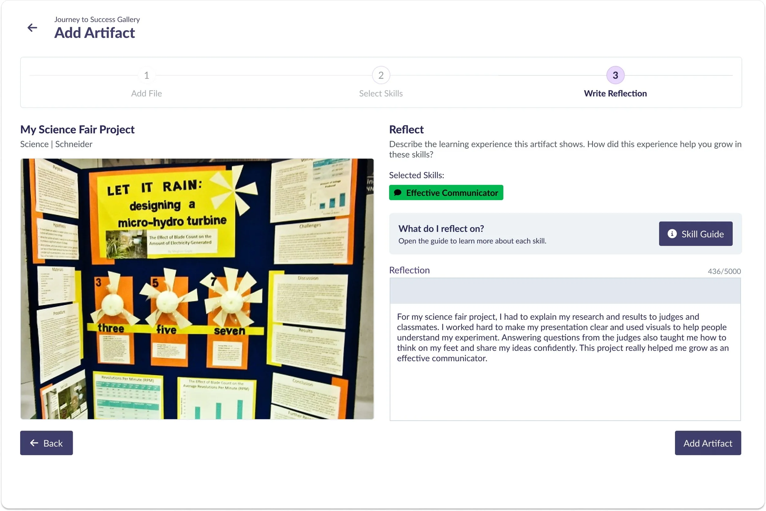 Step 3 - The student reflects.