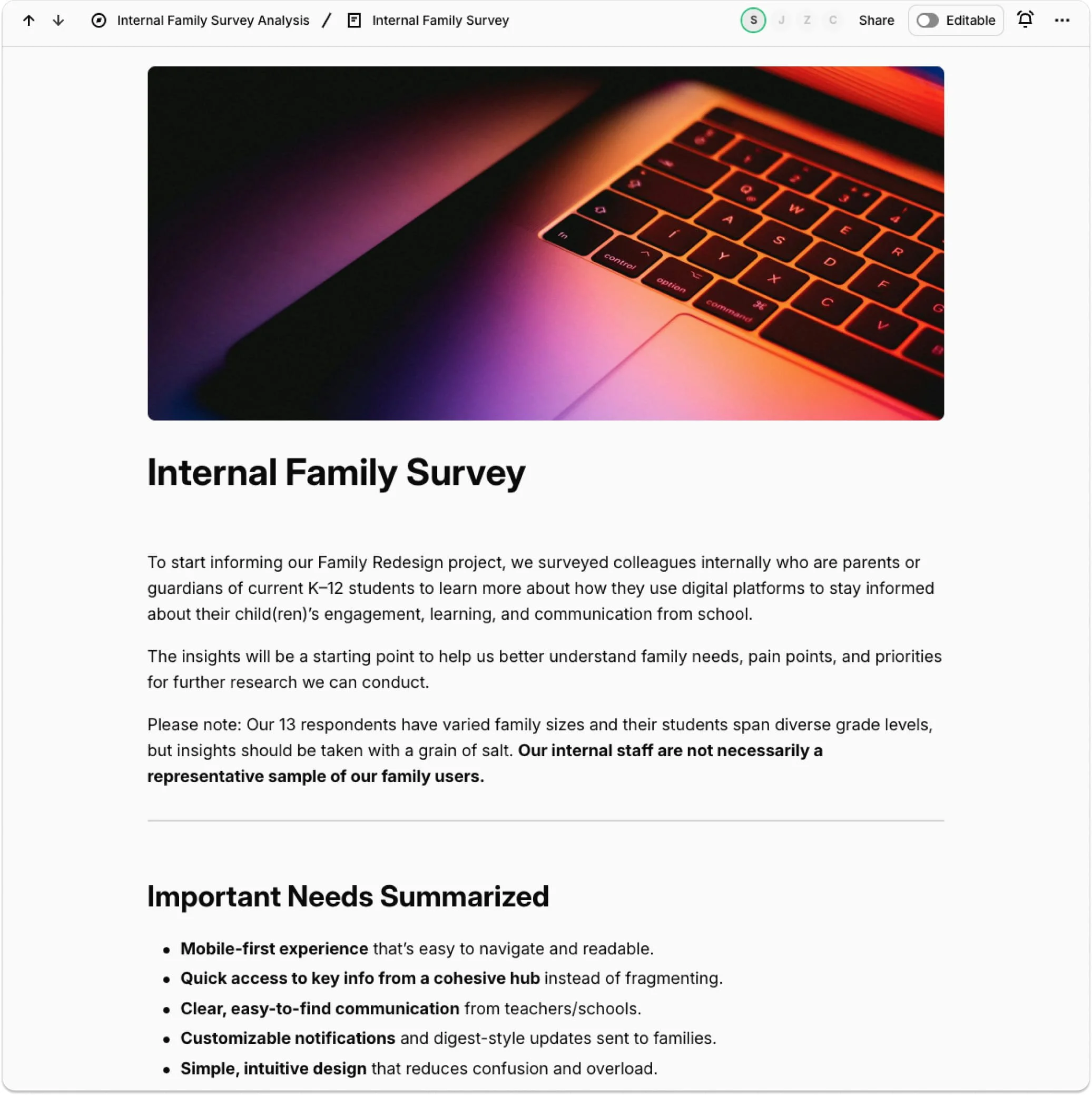 Family Survey Report