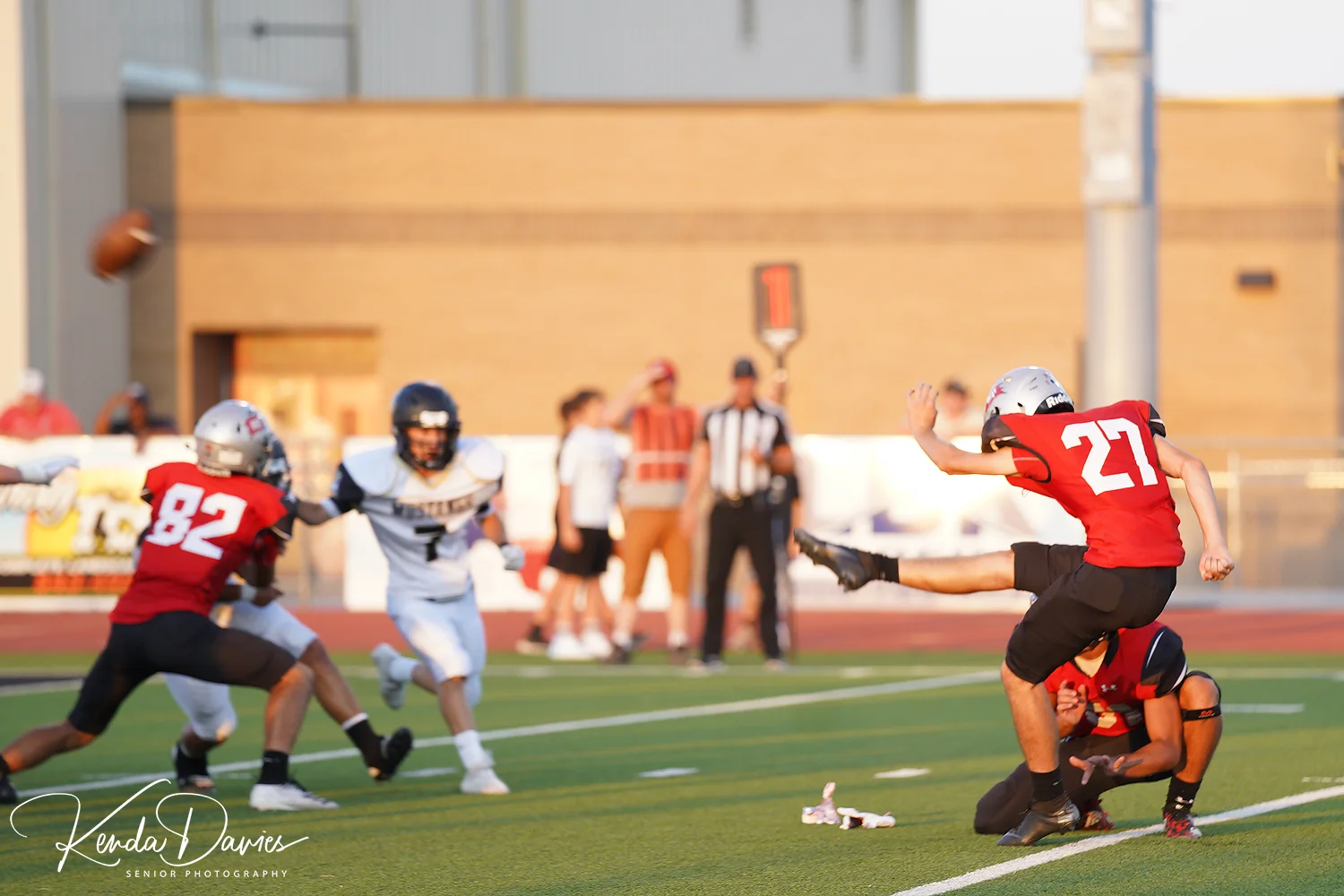 Senior kicker, Brock Thompson puts a PAT on the board late in the second half.