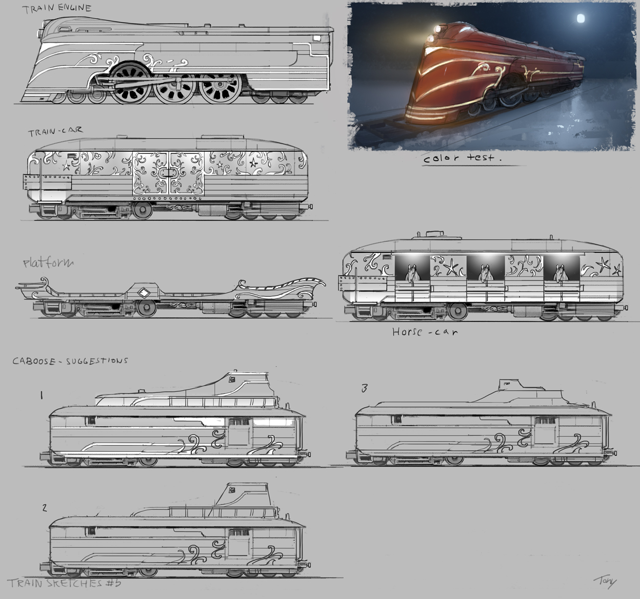 Here is what we finally settled for, together with some caboose and empty platform sections.