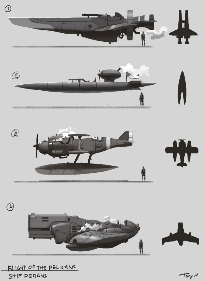 My first early sketches for the small attack / escort ships.
