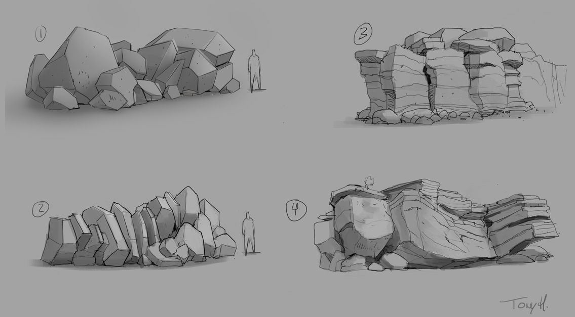 Exploring the blocky style of the rocks.