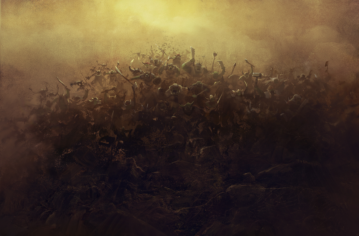 Falling mountain of Orcs concept
