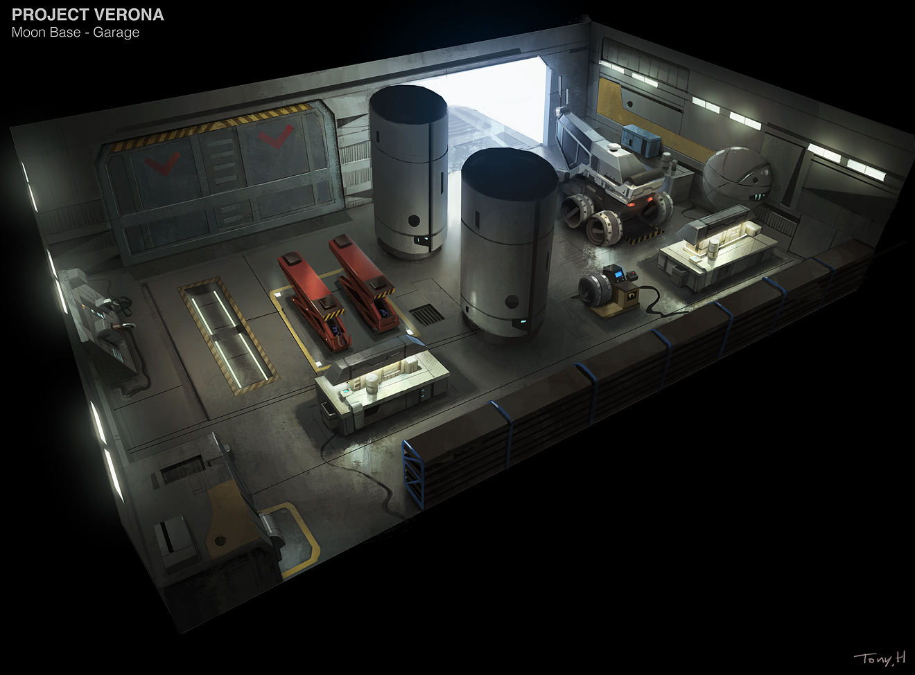 Moon base - hangar. Modo & Photoshop.