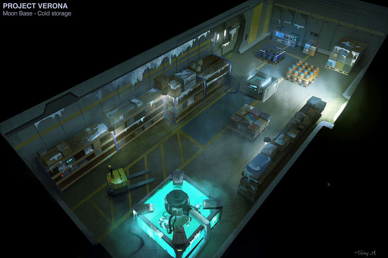 Moon base - Cold storage. Sketchup & Photoshop.