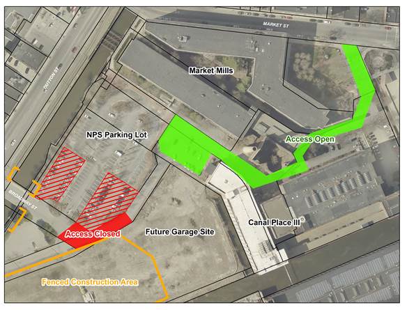 The solid red area on this map will be closed to vehicles. The solid green area will remain open.