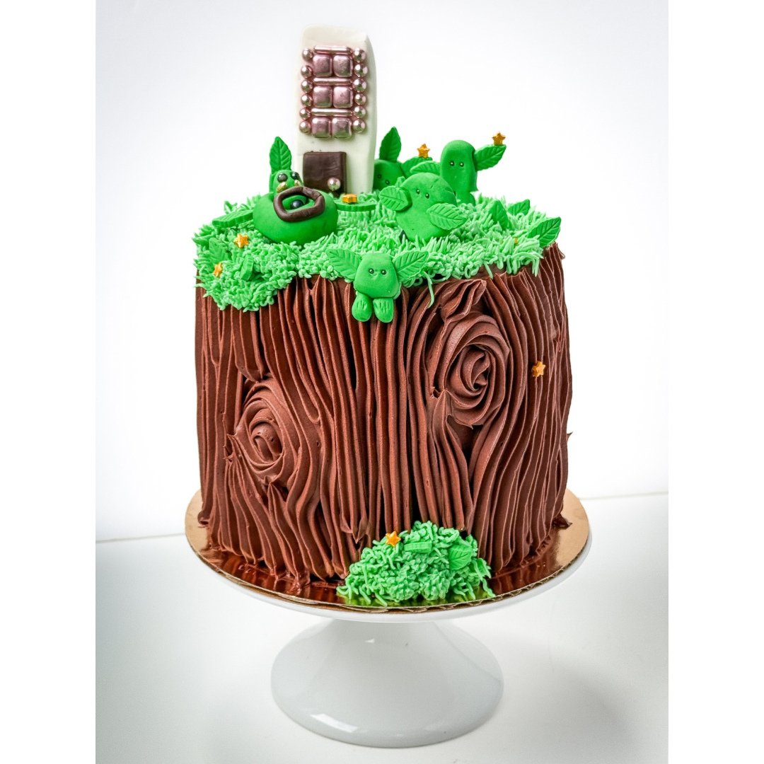 Cake #11 of 2026: My son knows comes up with wildly complicated ideas which are hard to execute...this goes for inventions and cakes. This year's birthday cake was to have a giant tree with branches hanging over a small city with lots of plant people