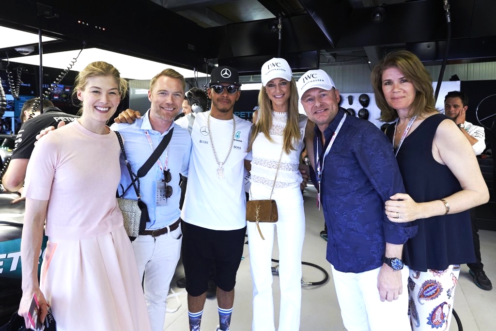 Rosamund Pike, Ronan Keating, Lewis Hamilton, myself, Georges Kern, Monica Kern.