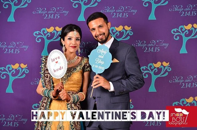 Happy Valentine's Day from SnapBots Fotographics! Sharing a snap from Amy and Bhup's reception last Valentine's Day! What a cute couple of #lovebirds! 
#snapbotsfotographics #snapbots #sbf #customgraphics #customdesign
