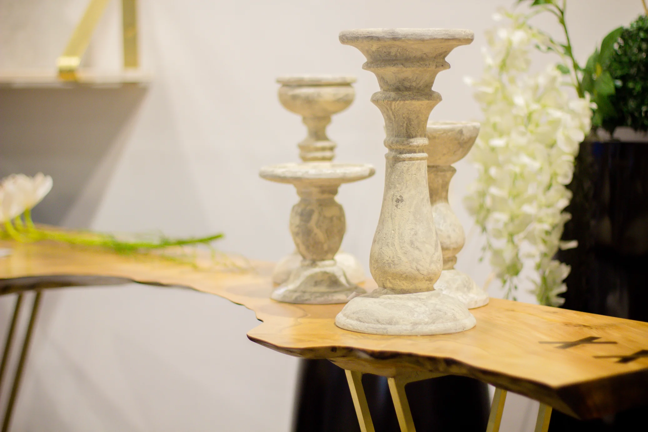 Marbled candle holders