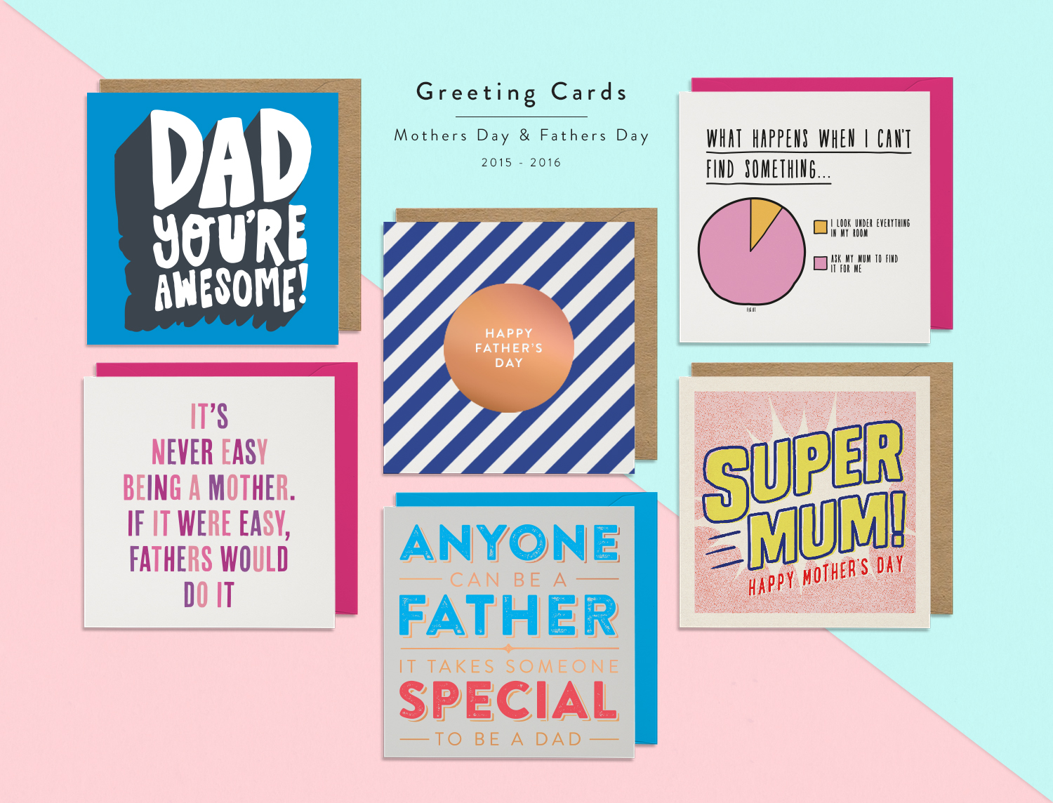 Greeting Cards / Small Selection of some of my most successful typography based designs for Mothers Day and Fathers Day