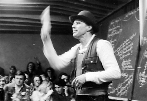Joseph Beuys Photographed by Rainer Rappmann in Achberg / Germany 1978. Source www.fiu-verlag.com