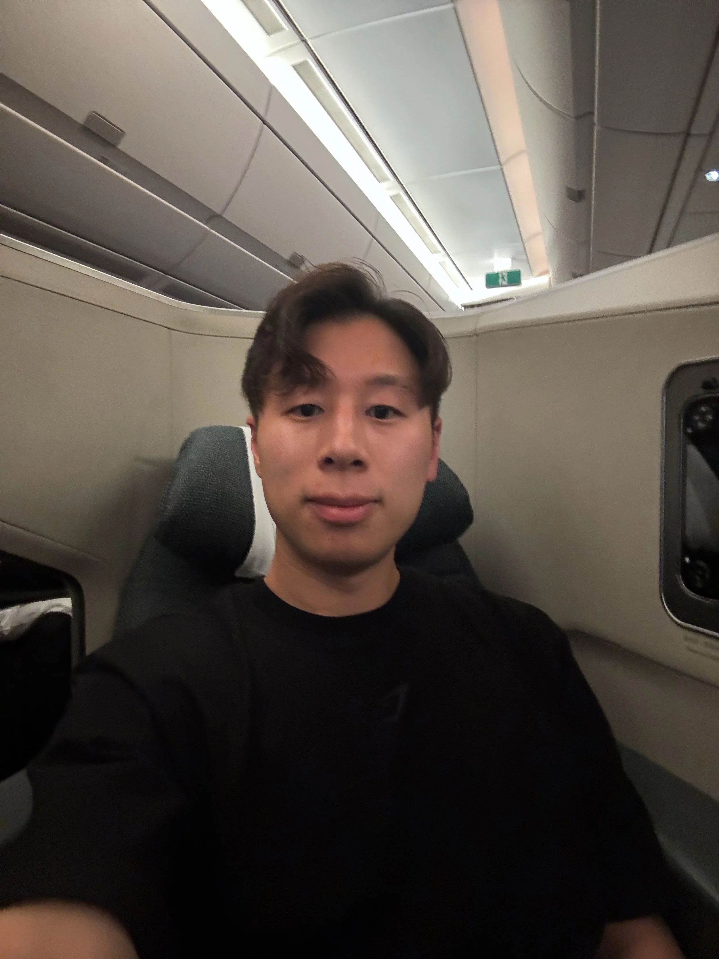 Settling in for 16 hour flight