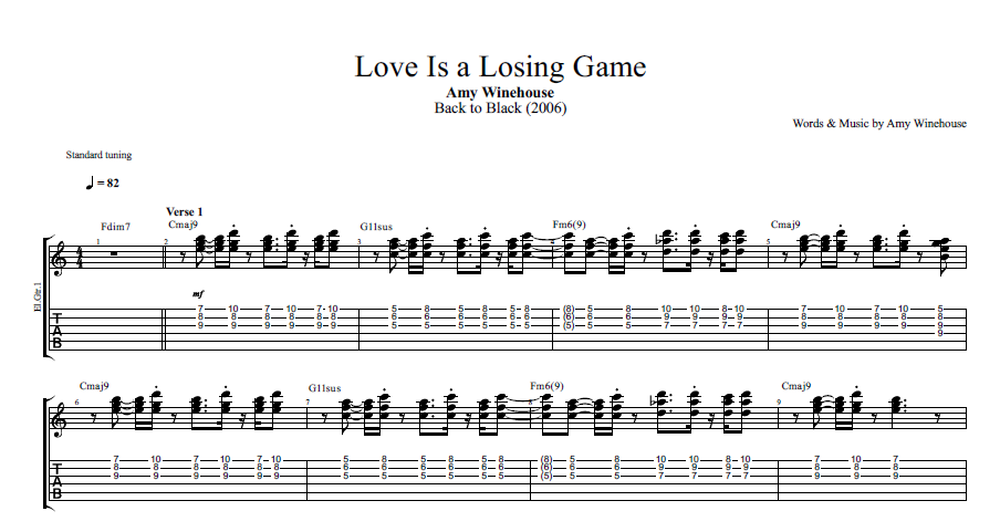 Back to Black Tab by Amy Winehouse (Guitar Pro) - Guitar &