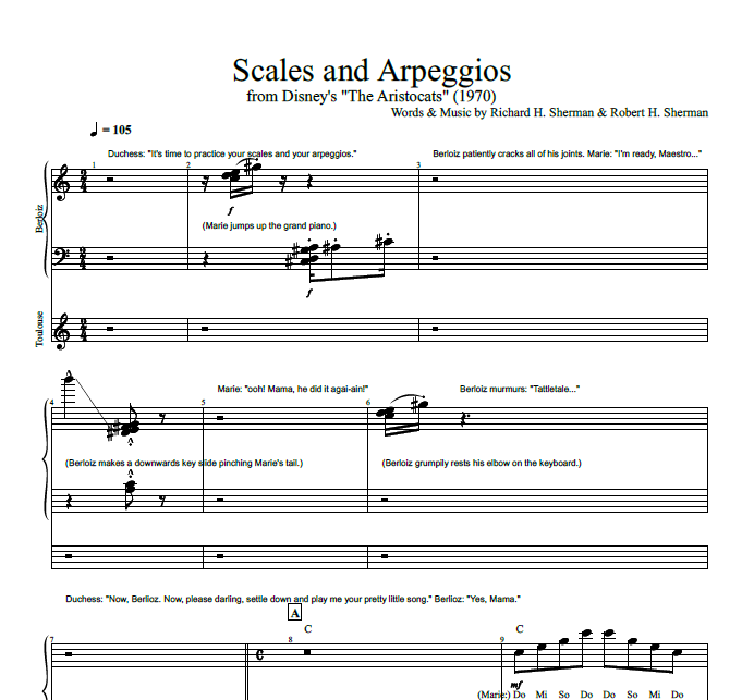"Scales and Arpeggios" from The Aristocats Piano Sheet Music, PnV