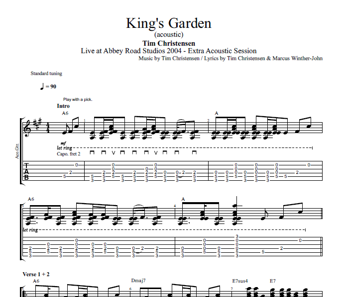 King's Garden" (acoustic) · Tim Christensen || Guitar + Bass + Mellotron || Tabs + Chords + Music + Lyrics Play Like The Greats .com
