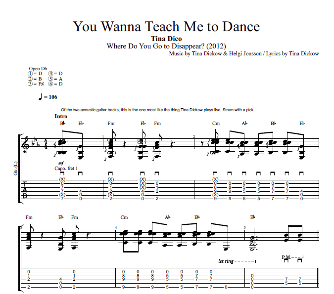 You Wanna Teach Me to Dance" · Tina Dico || Guitar + Bass || Tabs + Chords + Lyrics — Play Like The Greats