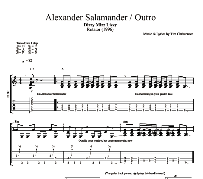 Alexander Salamander Outro Dizzy Mizz Lizzy Guitar Bass Tabs Chords Lyrics Play Like The Greats Com