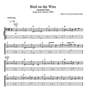 Bird On The Wire Leonard Cohen Guitar Bass Tabs Chords Lyrics Sheet Music Play Like The Greats Com